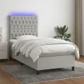 Cadre de lit avec matelas et LED Gris clair 90x190cm