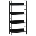 Bibliothèque à 4 niveaux noir 60x27,6x124,5cm bois d'ingénierie