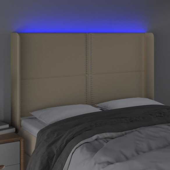 Tête de lit à LED Crème 147x16x118/128 cm Tissu