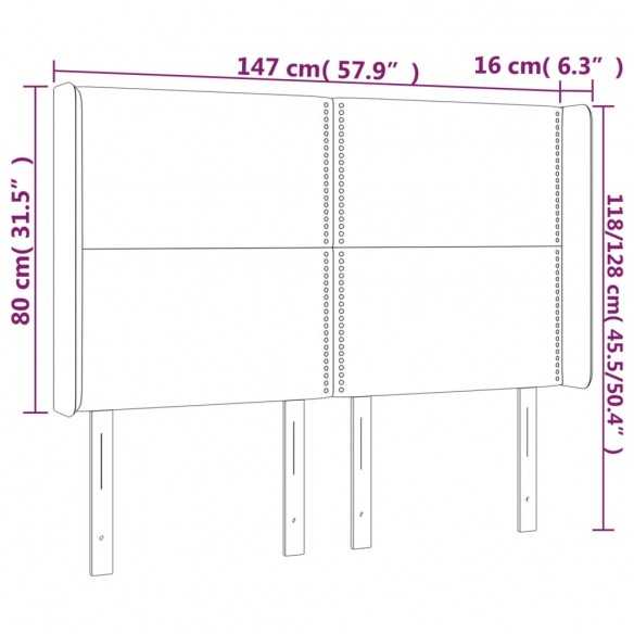 Tête de lit à LED Crème 147x16x118/128 cm Tissu