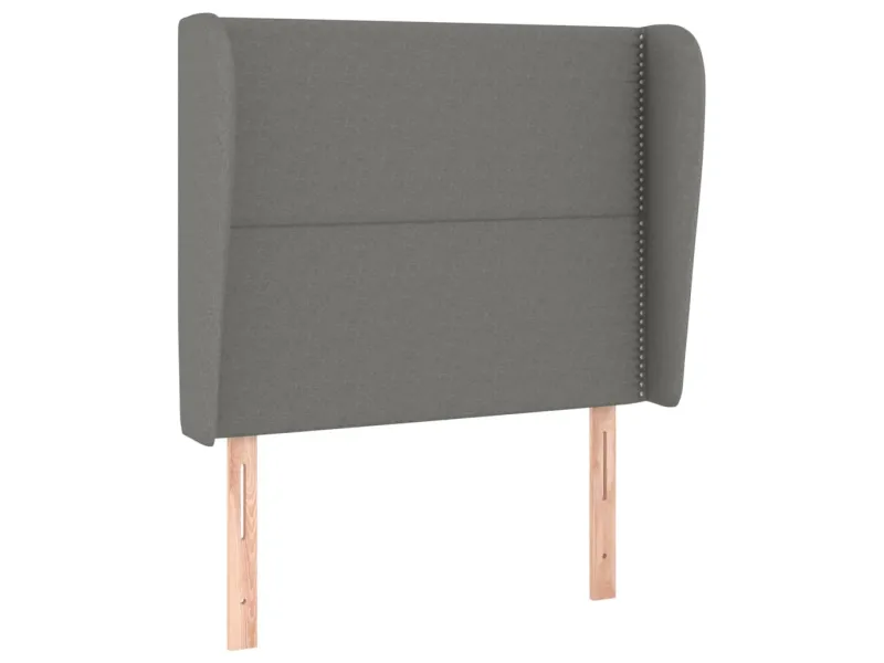 Tête de lit avec oreilles Gris foncé 103x23x118/128 cm Tissu