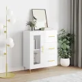 Buffet Blanc brillant 69,5x34x90 cm Bois d'ingénierie