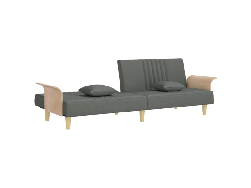 Canapé-lit avec accoudoirs gris foncé tissu