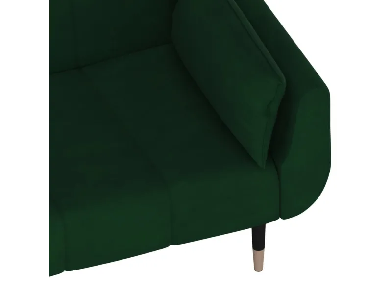 Canapé-lit à 2 places avec deux oreillers Vert foncé Velours