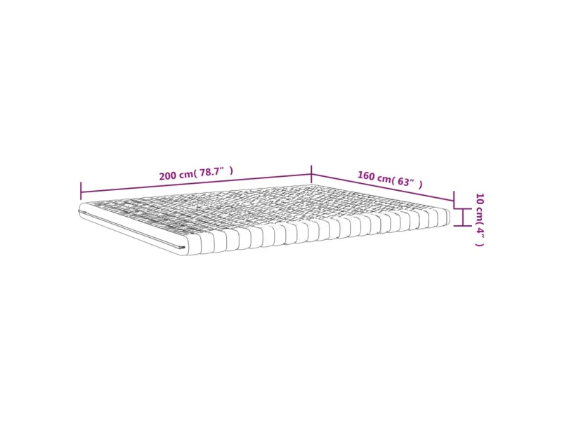 Matelas en mousse blanc 160x200 cm 7 zones dureté 20 ILD