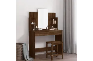 Coiffeuse avec miroir chêne marron 96x39x142 cm