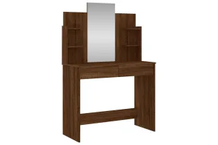 Coiffeuse avec miroir chêne marron 96x39x142 cm 2