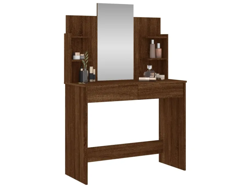 Coiffeuse avec miroir chêne marron 96x39x142 cm