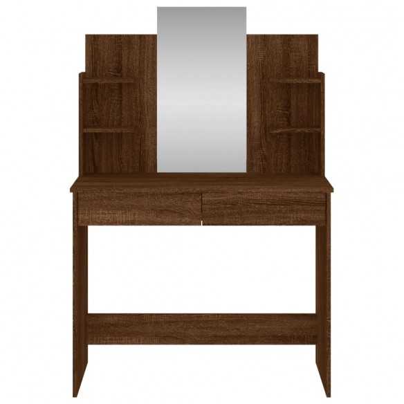 Coiffeuse avec miroir chêne marron 96x39x142 cm