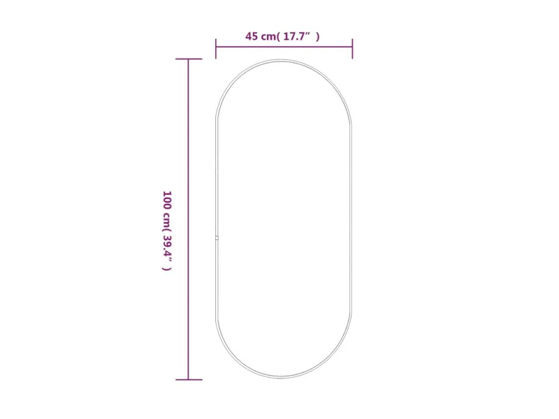 Miroir mural Doré 100x45 cm Ovale