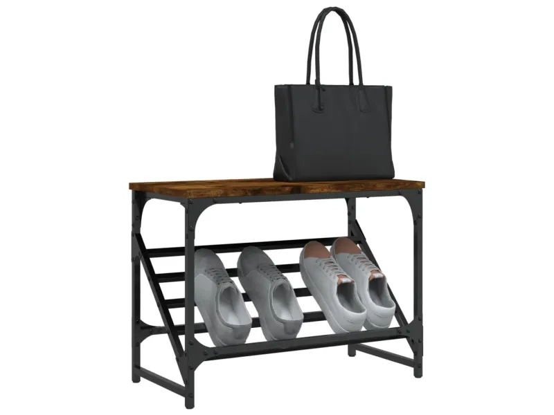 Étagère à chaussures chêne fumé 60x30x45 cm bois d'ingénierie
