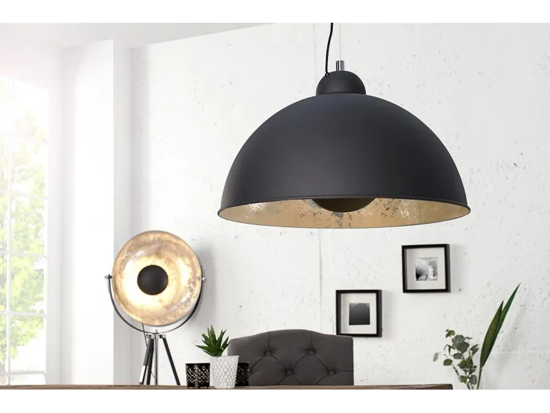 Lampe suspension design coloris noir et doré
