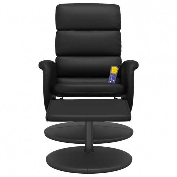 Fauteuil inclinable de massage avec repose-pied noir similicuir