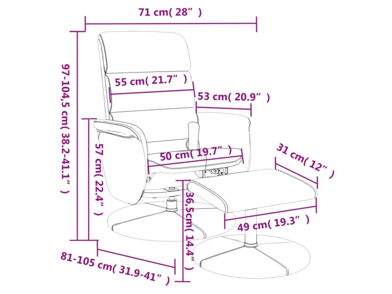 Fauteuil inclinable de massage avec repose-pied noir similicuir