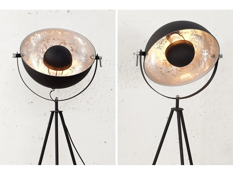 Lampadaire moderne en acier inoxydable et en aluminium coloris noir et argenté