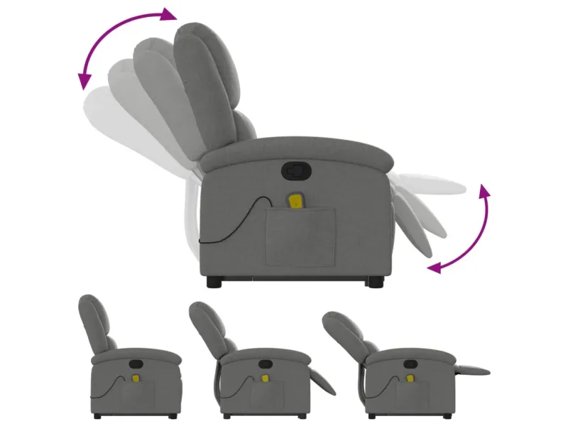 Fauteuil de massage inclinable Gris foncé Tissu