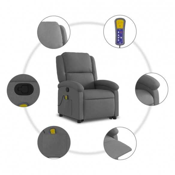 Fauteuil de massage inclinable Gris foncé Tissu