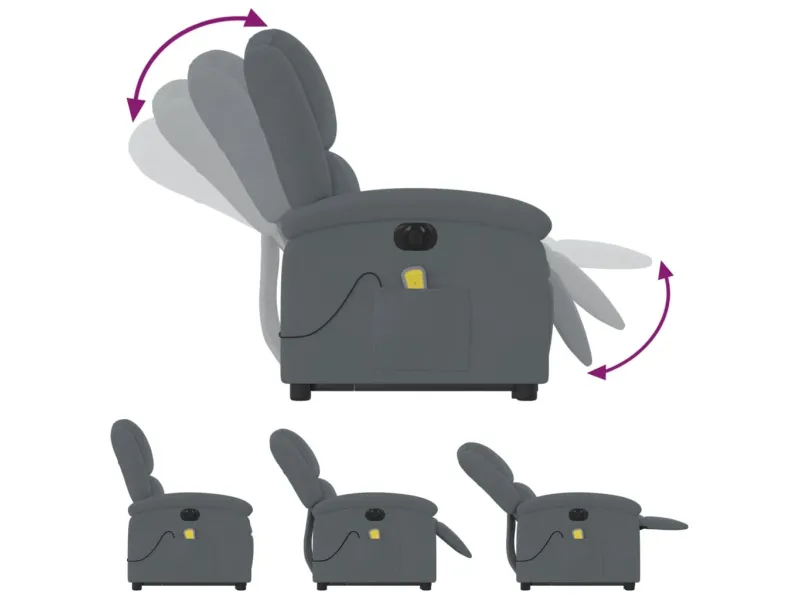 Fauteuil inclinable de massage électrique gris foncé velours