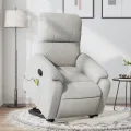 Fauteuil inclinable de massage gris clair tissu microfibre