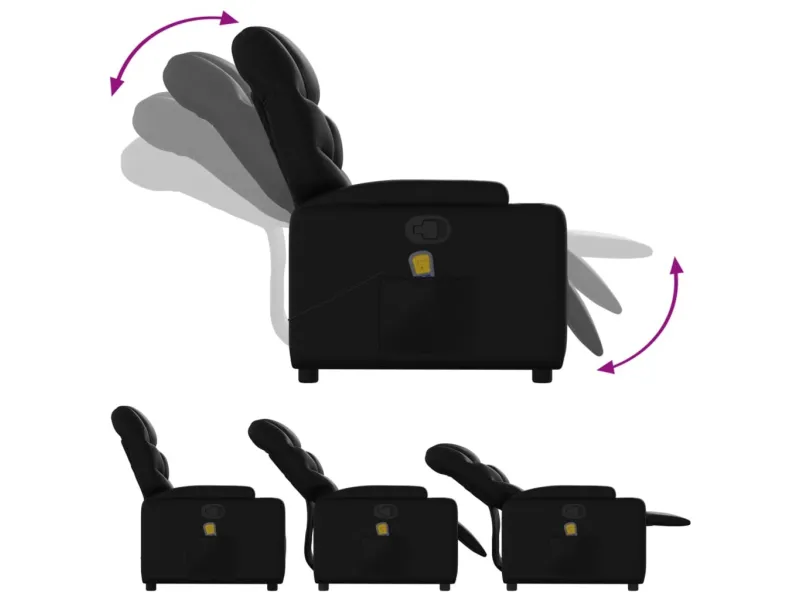 Fauteuil inclinable de massage Noir Similicuir