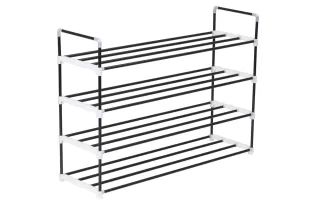 Range-chaussures avec 4 étagères Métal et plastique noir