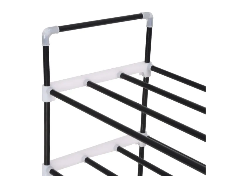 Range-chaussures avec 4 étagères Métal et plastique noir