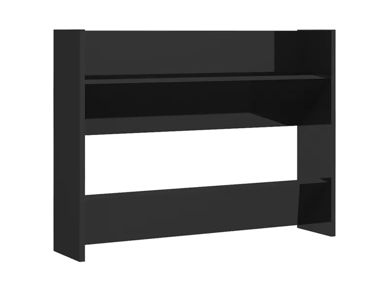Armoires à chaussures murales 2 pcs Noir brillant 80x18x60 cm