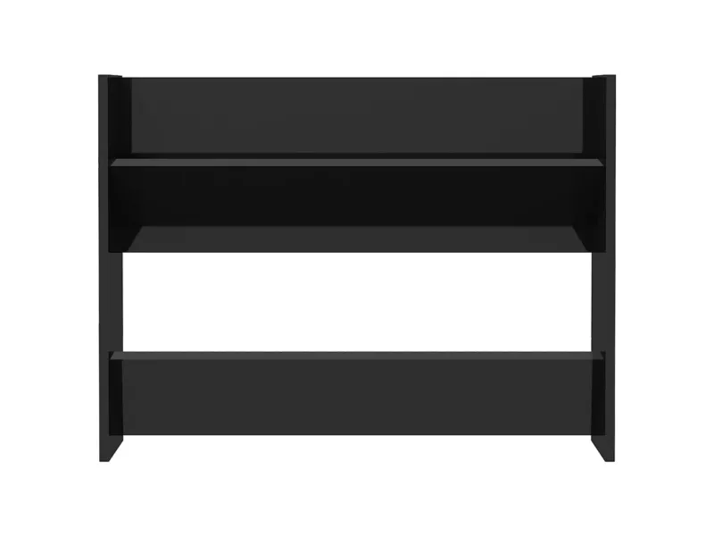 Armoires à chaussures murales 2 pcs Noir brillant 80x18x60 cm