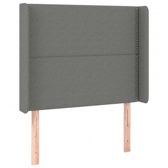 Tête de lit avec oreilles Gris foncé 103x16x118/128 cm Tissu