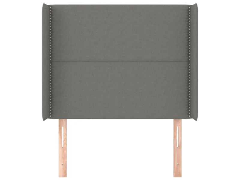 Tête de lit avec oreilles Gris foncé 103x16x118/128 cm Tissu