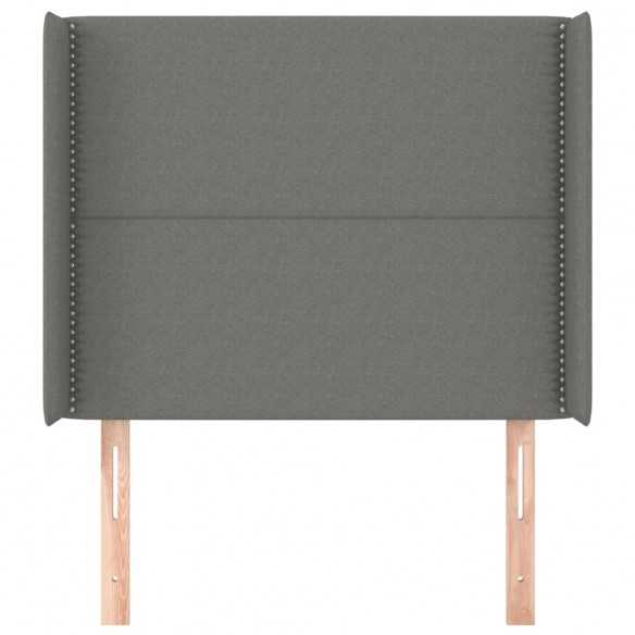Tête de lit avec oreilles Gris foncé 103x16x118/128 cm Tissu