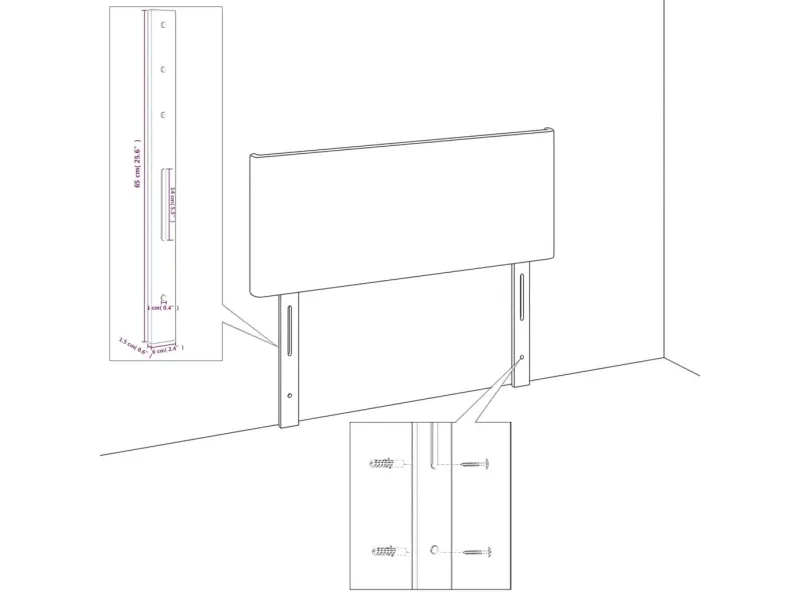Tête de lit avec oreilles Gris clair 93x23x118/128 cm Tissu