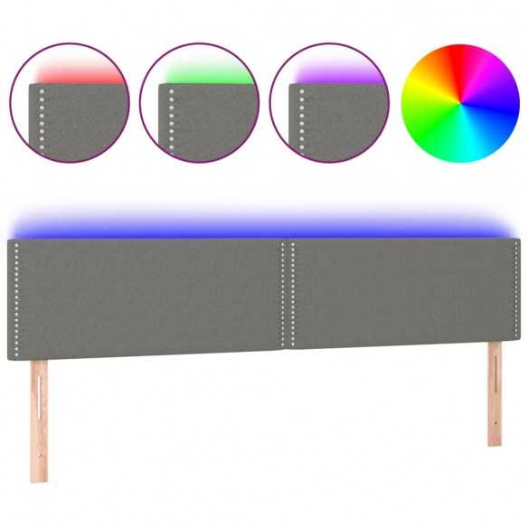 Tête de lit à LED Gris foncé 200x5x78/88 cm Tissu