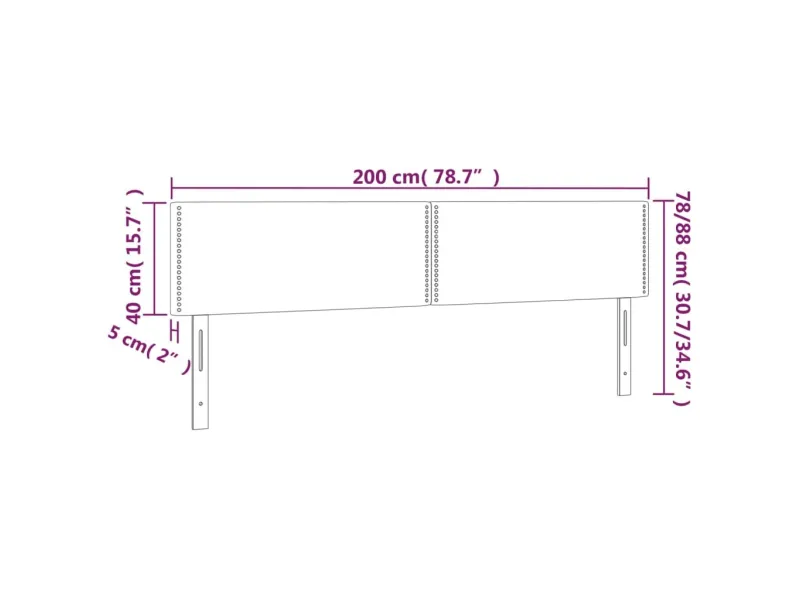 Tête de lit à LED Gris foncé 200x5x78/88 cm Tissu