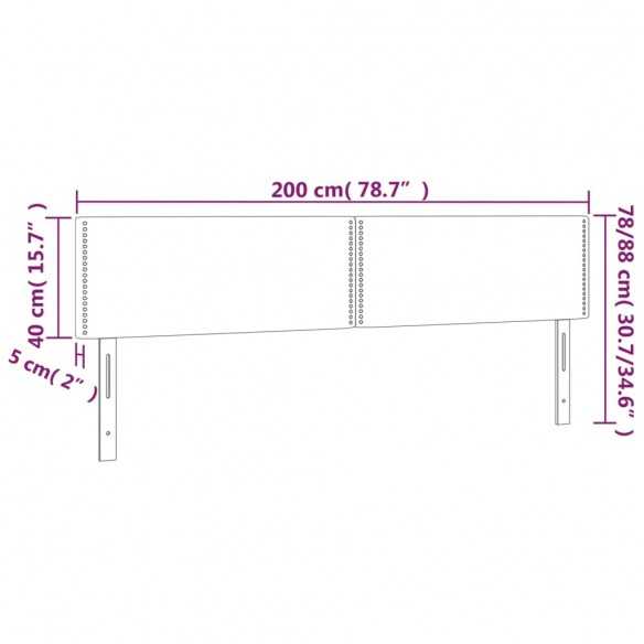 Tête de lit à LED Gris foncé 200x5x78/88 cm Tissu