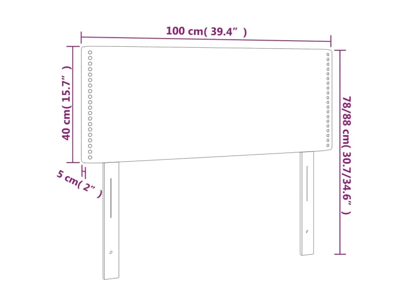 Tête de lit à LED Gris clair 100x5x78/88 cm Tissu