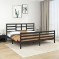 Cadre de lit Noir Bois de pin massif 200x200 cm