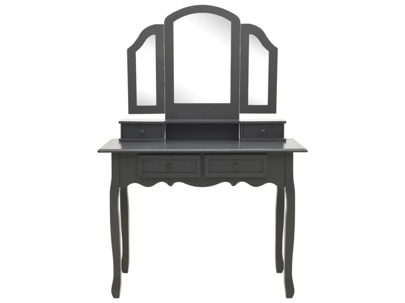 Ensemble de coiffeuse avec tabouret Gris 100x40x146cm Paulownia