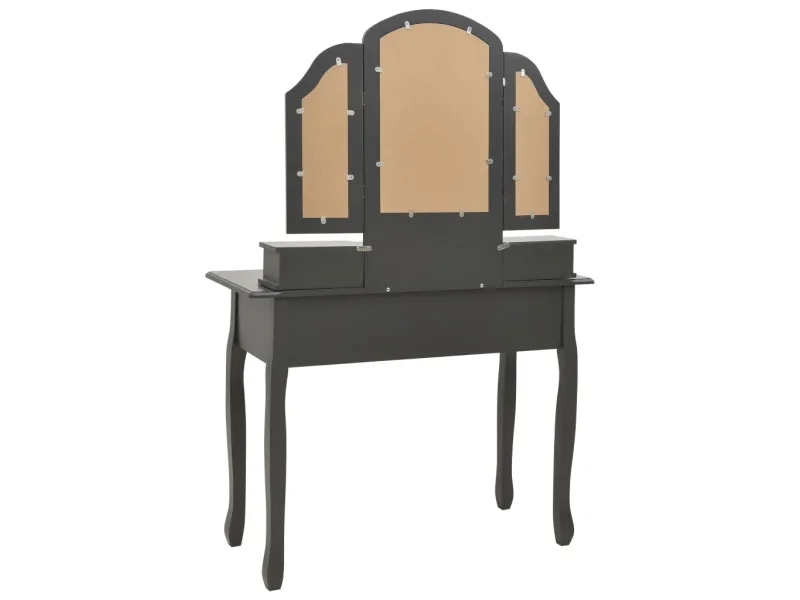 Ensemble de coiffeuse avec tabouret Gris 100x40x146cm Paulownia