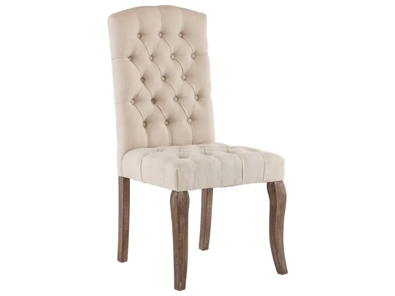 Chaises à manger lot de 2 beige tissu à l'aspect de lin