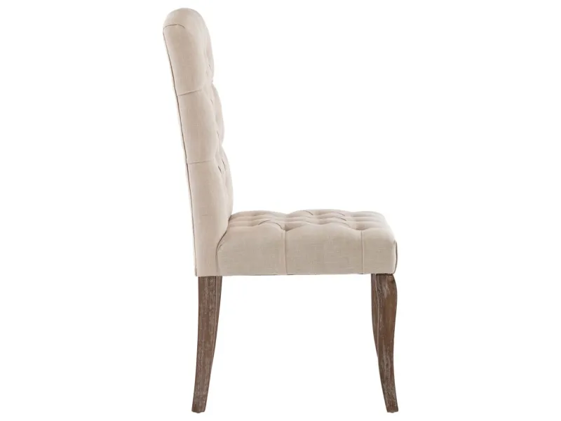 Chaises à manger lot de 2 beige tissu à l'aspect de lin