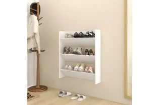 Armoire à chaussures murale Blanc 80x18x90 cm Aggloméré