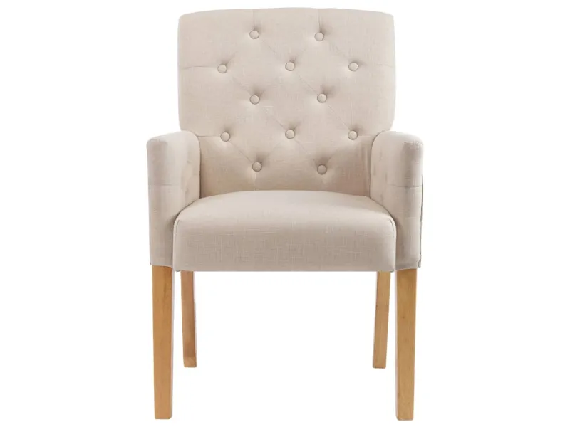 Chaises à manger avec accoudoirs lot de 2 beige tissu