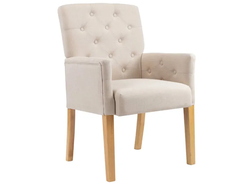 Chaises à manger avec accoudoirs lot de 2 beige tissu