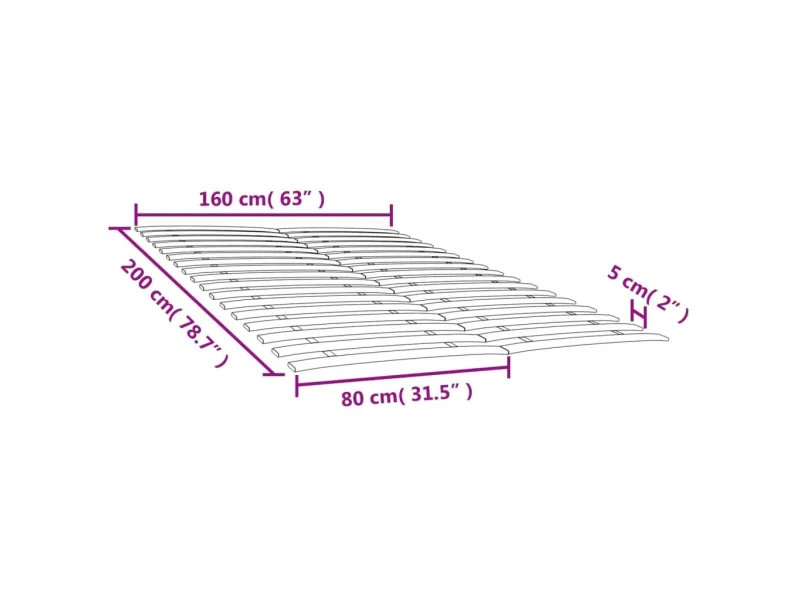 Sommiers à lattes avec 34 lattes 2 pcs 80x200 cm