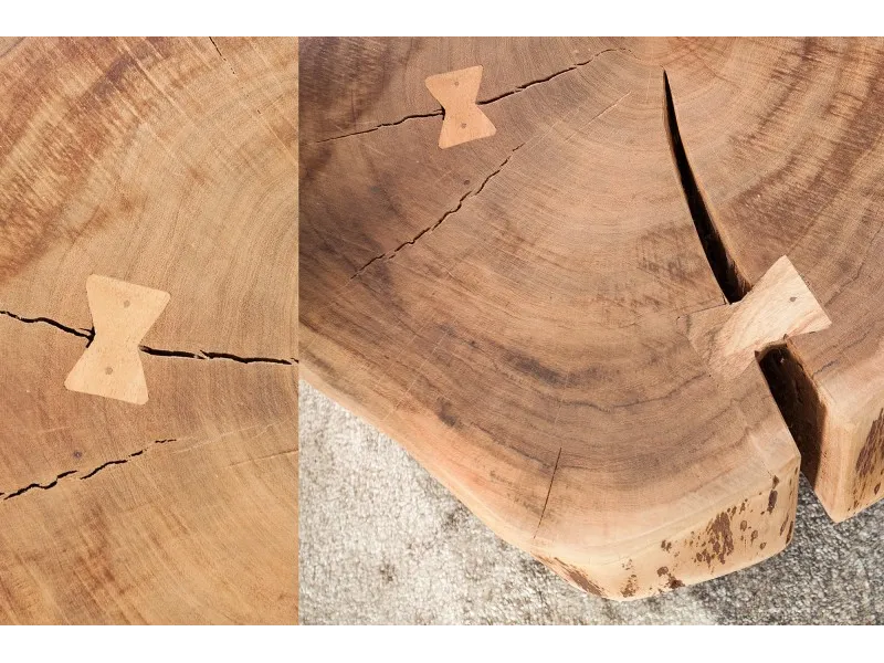 Table basse roulette en bois massif design naturel