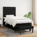 Cadre de lit avec matelas Noir 90x200 cm Tissu