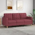 Canapé à 3 places Rouge bordeaux 180 cm Tissu