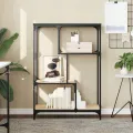 Bibliothèque chêne sonoma 81x36x115 cm bois ingénierie et acier
