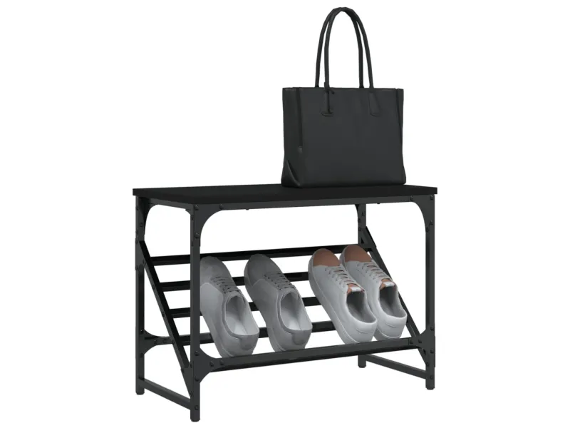 Étagère à chaussures noir 60x30x45 cm bois d'ingénierie